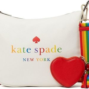 Kate Spade Pride Rainbow Leather Crossbody Bag Purse Handbag, White Dove